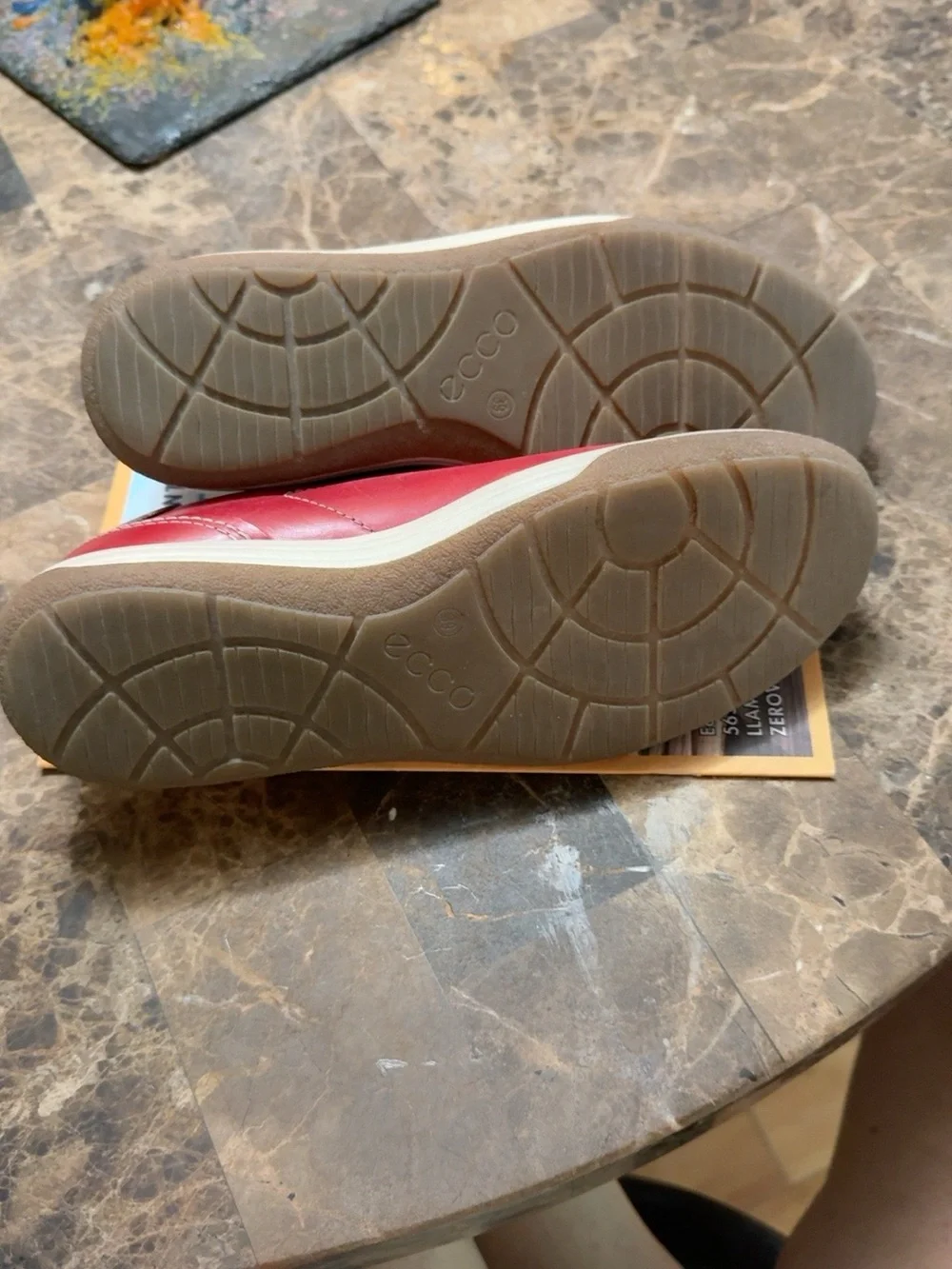 ECCO Red Leather Lace-Up Comfort Sneakers EU 39
